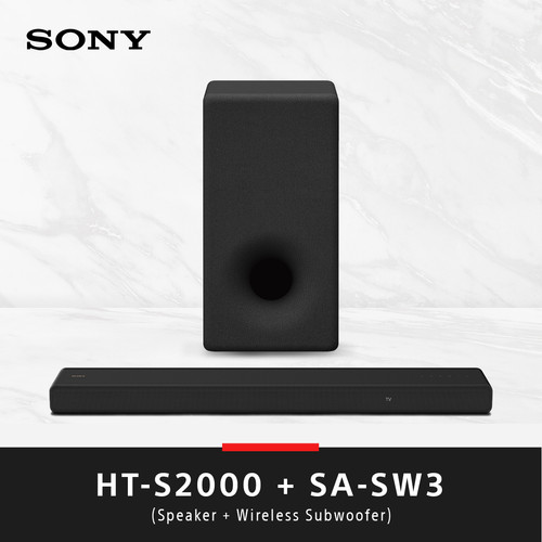 Sony HT-S2000 Soundbar 3.1ch DTS:X/Dolby Atmos Bundle With SA-SW3