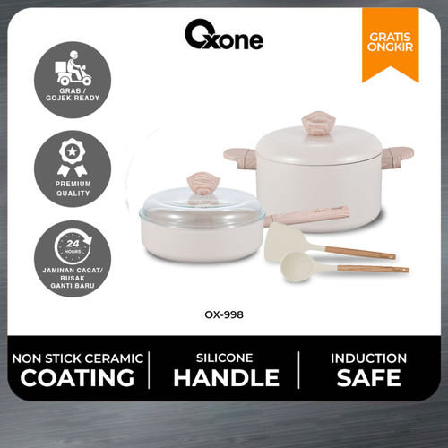 Oxone OX998 Dome Ceramic Cookware Set 2 Ceramic + 2 Spatula