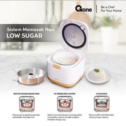 Oxone OX250 Low Sugar Rice Cooker Mini 0.8 Liter Penanak Nasi 5in1