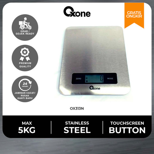 Oxone OX313N Timbangan Dapur Digital Stainless Max 5Kg Touchscreen