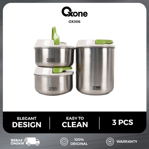 Oxone OX306 Vacuum Stainless Jar 3pcs/NewArrival/Desain Elegan