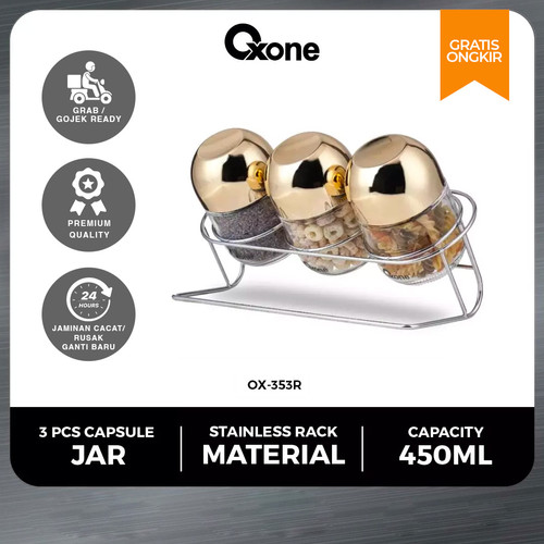 Oxone Gold Cube Storage Jar 3 Pcs OX-353R