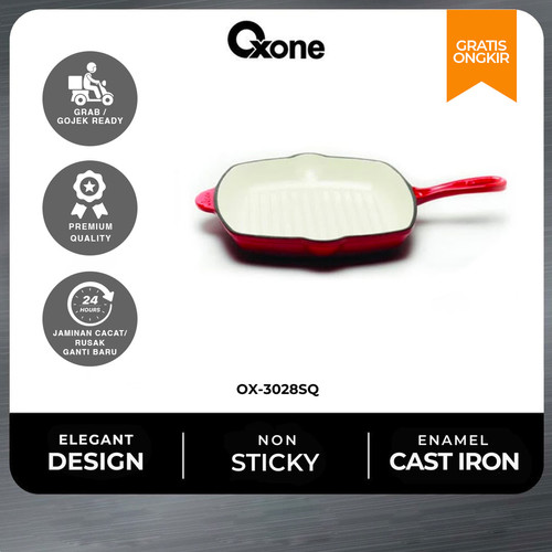 Oxone Square Grill Pan OX3028SQ /Anti Lengket/Exclusive/Merah/Original