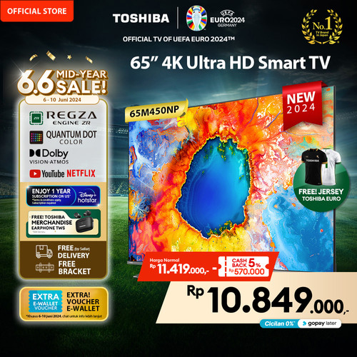 [FREE BRACKET] Toshiba TV 65" 4K UHD Smart TV - QLED Dolby - 65M450NP