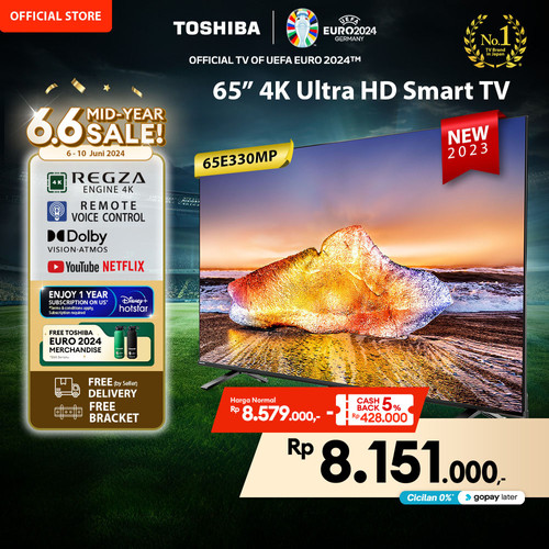 Toshiba TV 65" 4K Smart TV - Dolby Vision Atmos MEMC VRR - 65E330MP