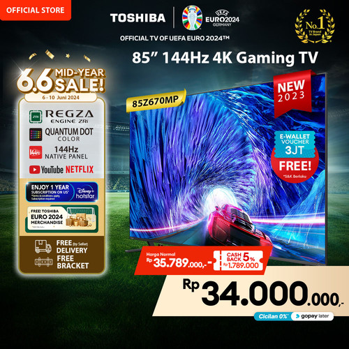 Toshiba GAMING TV 85" 144Hz 4K UHD Smart TV Dolby Vision IQ - 85Z670MP