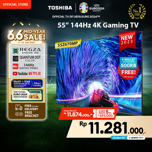 Toshiba GAMING TV 55" 144Hz 4K UHD Smart TV Dolby Vision IQ - 55Z670MP