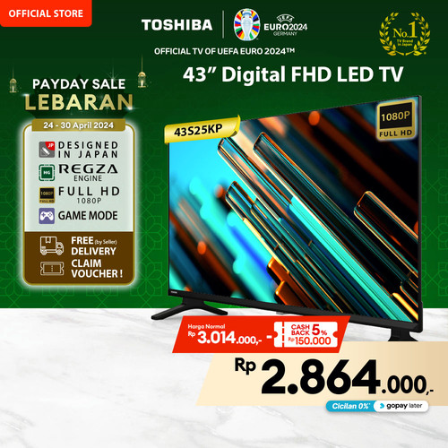 TOSHIBA 43 INCH FHD 1080 DIGITAL TV - 43S25KP