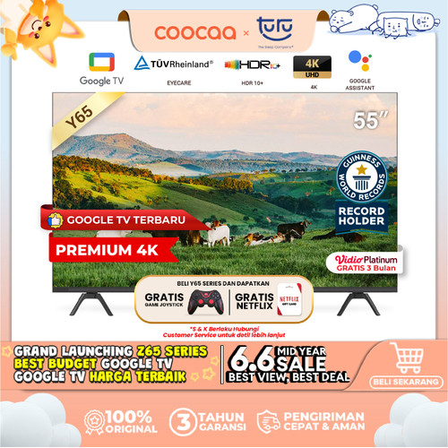 NEW COOCAA 55 inch GOOGLE TV-4K UHD-Dolby Audio  (COOCAA 55Y65)