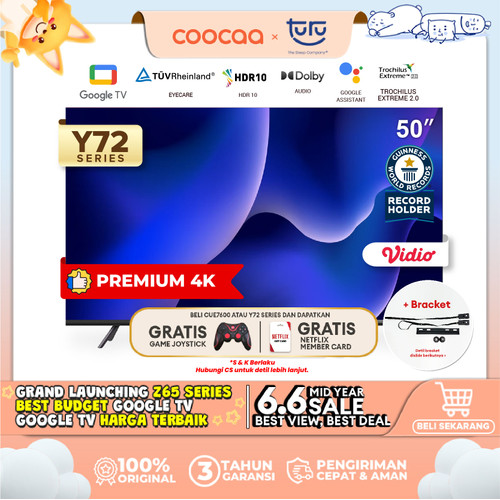 [+BRACKET] COOCAA 50 Inch Smart LED TV - Flicker Free -(COOCAA 50Y72)