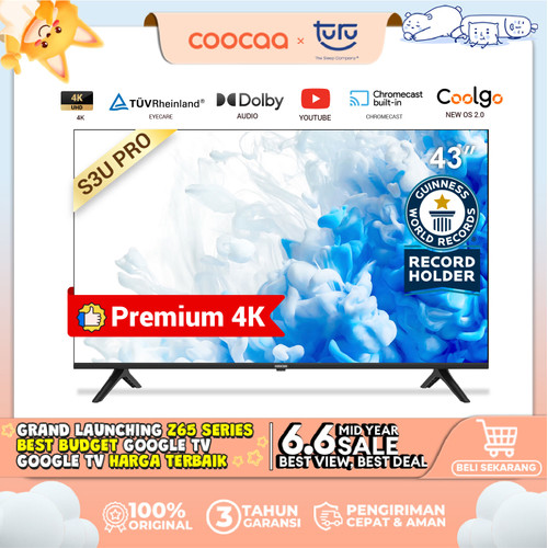 COOCAA 43 inch Smart TV-4K UHD-Dolby Audio (Coocaa 43S3UPRO)