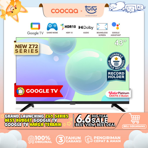 [Google TV] COOCAA 43 Inch Smart LED TV - Flicker Free (COOCAA 43Z72)