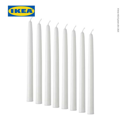 IKEA VINTERFINT Lilin Putih Tanpa Aroma 25cm Isi 8pcs