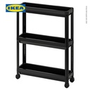 IKEA VESKEN Troli Kamar Mandi Hitam Serbaguna 54x18x71 cm