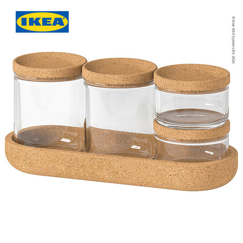 IKEA SAXBORGA Stoples dengan Penutup Kaca Serbaguna Set Isi 5pcs