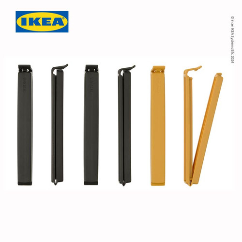 IKEA BEVARA Klip Penutup Plastik Hitam/Kuning Isi 6Pcs