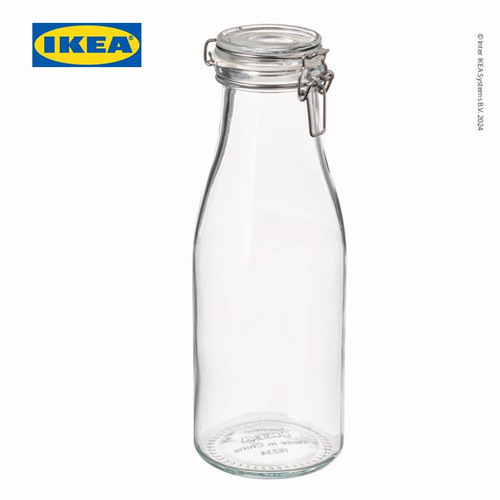 IKEA KORKEN Stoples Bentuk Botol dengan Penutup Kaca Bening 1.4L