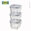 IKEA 365+ Tempat Makanan 180mL Dengan Tutup Kaca Set Isi 3pcs