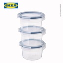 IKEA 365+ Tempat Makanan 750mL Dengan Tutup Bulat Plastik Set Isi 3pcs