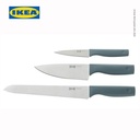 IKEA TIGERBARB Pisau Dapur Set Isi 3pcs Abu-Abu Tosca