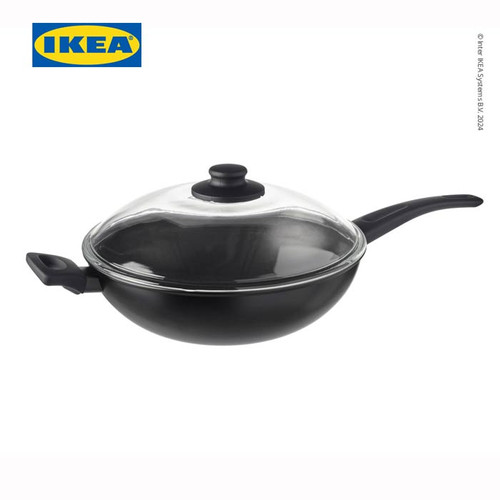 IKEA HEMLAGAD Wajan Dengan Penutup Hitam 28cm