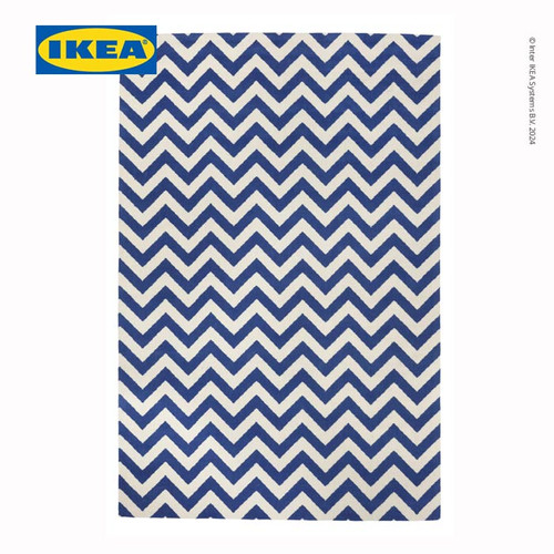 IKEA AVLOPPSBRUNN Karpet Bulu Tipis Biru/Putih 200x300 cm