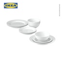 IKEA FAVORISERA Set Piring Mangkok Saji Putih Isi 12pcs