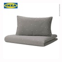 IKEA LENAST Sarung Duvet 110x125 dan Sarung Bantal 35x55 Abu-Abu