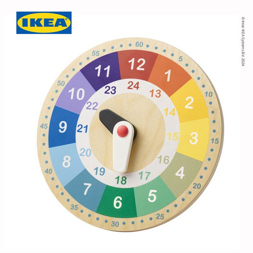 IKEA UNDERHALLA Mainan Jam Kayu Edukasi 25cm