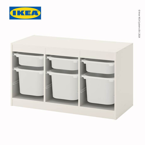 IKEA TROFAST Lemari Penyimpanan Putih dengan Kotak Besar 99x44x56 cm