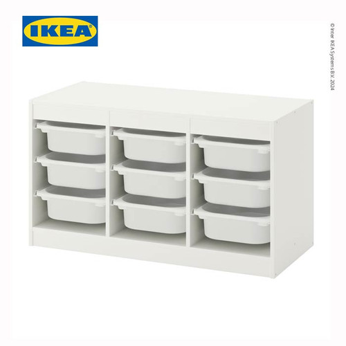 IKEA TROFAST Lemari Penyimpanan Putih dengan Kotak Putih 99x44x56 cm