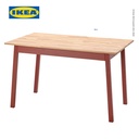 IKEA PINNTORP Meja Makan Minimalis Cokelat/Merah 125x75 cm