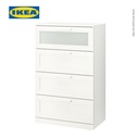 IKEA BRIMNES Lemari Penyimpan 4 Laci Dengan Kaca Putih 78x124 cm