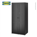 IKEA RAKKESTAD Lemari Pakaian 2 Pintu Minimalis Hitam 79x176 cm