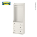 IKEA HAUGA Lemari Pakaian Dengan 3 Laci Minimalis Putih 70x199 cm