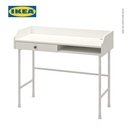 IKEA HAUGA Meja Kerja / Belajar Dengan Penyimpanan Putih 100x45 cm