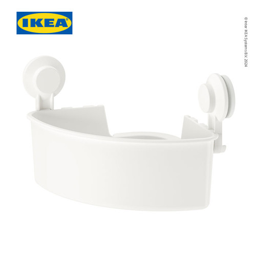 IKEA TISKEN Unit Rak Sudut Tempel Dinding Dengan Plastik Isap Putih