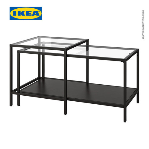 IKEA VITTSJO Meja Tamu Bersusun Serbaguna Hitam Set Isi 2 pcs 90x50cm