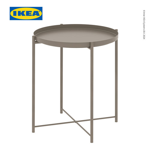 IKEA GLADOM Meja Baki Multifungsi Abu-Abu/Krem Bahan Baja 45x53 cm