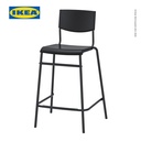 IKEA STIG Kursi Bar Minimalis Dengan Sandaran Hitam 63cm