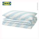 IKEA SLOJSILJA Sarung Duvet 150x200 dan Bantal 50x80 Strip Putih Biru