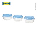 IKEA PRUTA Wadah Makanan Transparant Biru 70ml Isi 3pcs