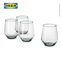 IKEA IVRIG Gelas Kaca untuk Minum 45cl Abu-Abu Isi 4Pcs