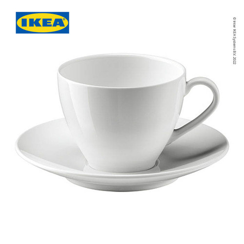 IKEA VARDERA Cangkir Kopi dan Tatakan Putih 20cl