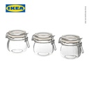 IKEA KORKEN Stoples dengan Penutup Kaca Bening 13cl Isi 3pcs