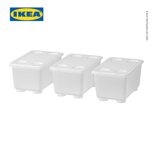 IKEA GLIS Kotak Penyimpanan dengan Tutup Putih Isi 3pcs 17x10 cm