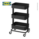 IKEA RASKOG Troli Dapur dengan 3 Rak Hitam Serbaguna 35x45x78 cm