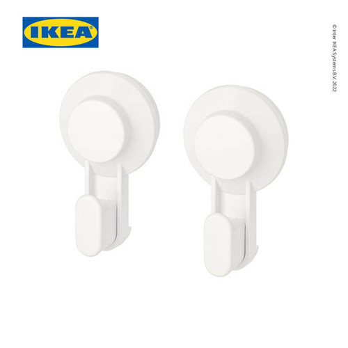 IKEA TISKEN Gantungan Baju Tempel Putih Isi 2pcs