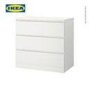 IKEA MALM Lemari Laci 3 Susun Putih Minimalis 80x78 cm