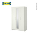 IKEA BRIMNES Lemari Pakaian 3 Pintu dengan Cermin 117x190 cm